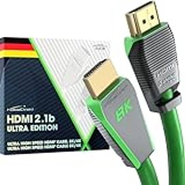 KabelDirekt – 8K HDMI 2.1-kabel, certifierad Gamer Edition – 1m (8K@60Hz, Ultra High Speed/48G för 10K, ultrasnabba 144 Hz vid 4K, optimal för PS5/Xbox och Gaming PC, Monitor/TV, grön)