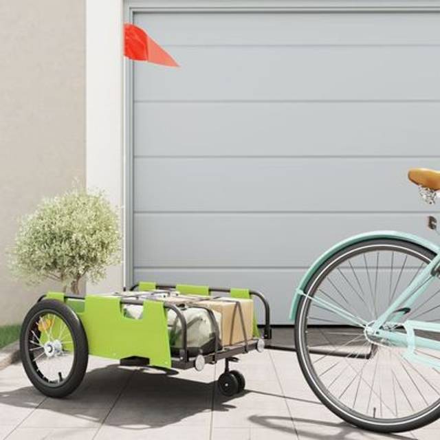 (green, 123 x 52.5 x 33 cm) vidaXL Cargo Bike Trailer Bike Wagon Trolley Cart Red Oxford Fabric and Iron