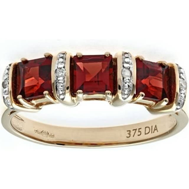 (U) Jewelco London 9ct Yellow Gold Garnet & Diamond Eternity Ring - PR0AXL1810YGT