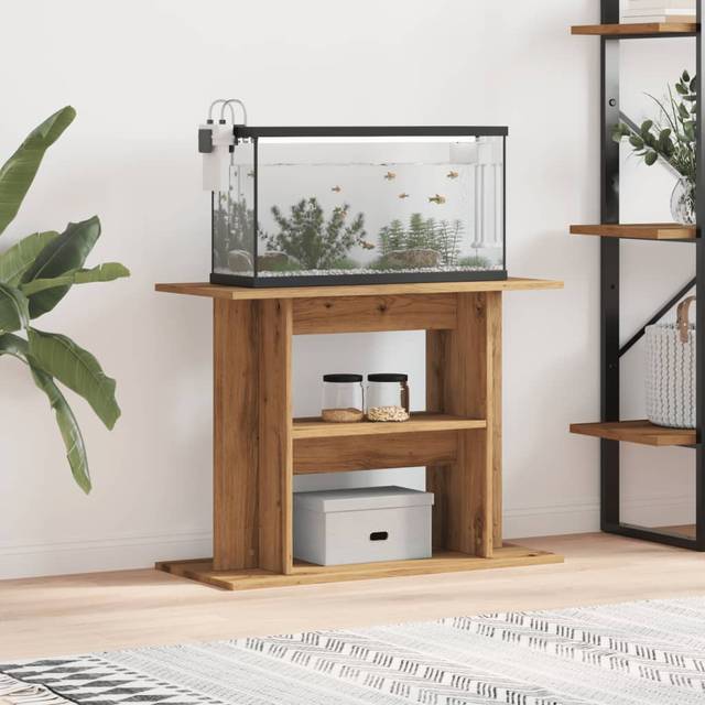 vidaXL Aquarium Stand Artisan Oak 80x35x60 cm Engineered Wood - Brown