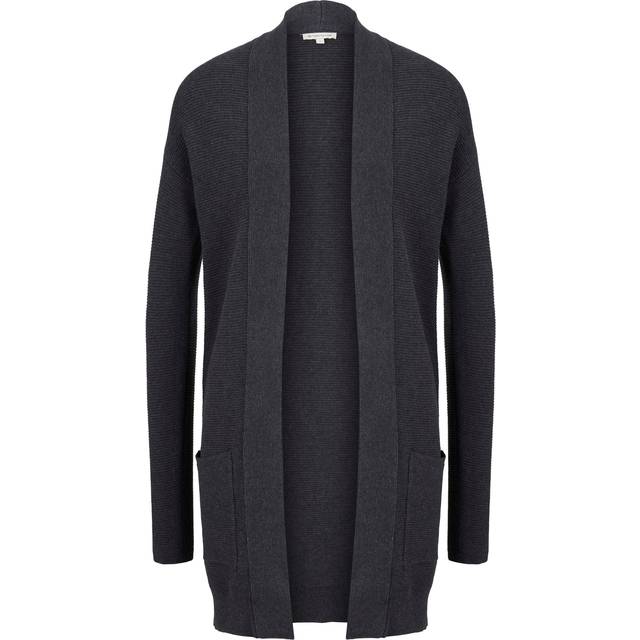 Tom Tailor Long Open Cardigan With Pockets - Anthracite Marl