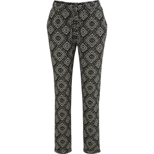 Aniston Elasticated Waist Patterned Straight Leg Trousers - Beige Print