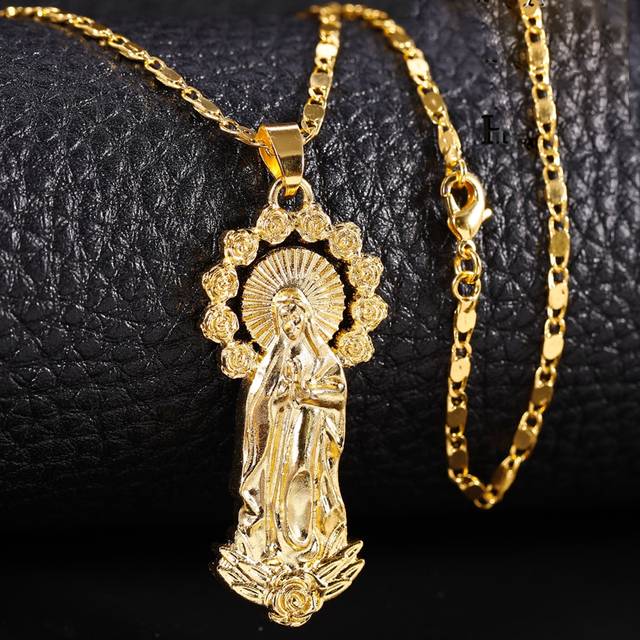 SHEIN Women&#39;s Fashionable Virgin Mary Pendant Necklace