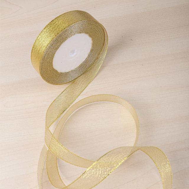SHEIN 2cm Wide Metallic Gold Glitter Ribbon/Cake/Gift Packing Glitter Ribbon 1 Roll (Approx 20m Long) /Packing Strap/Decorative Ribbon/Embellishment Tape Va