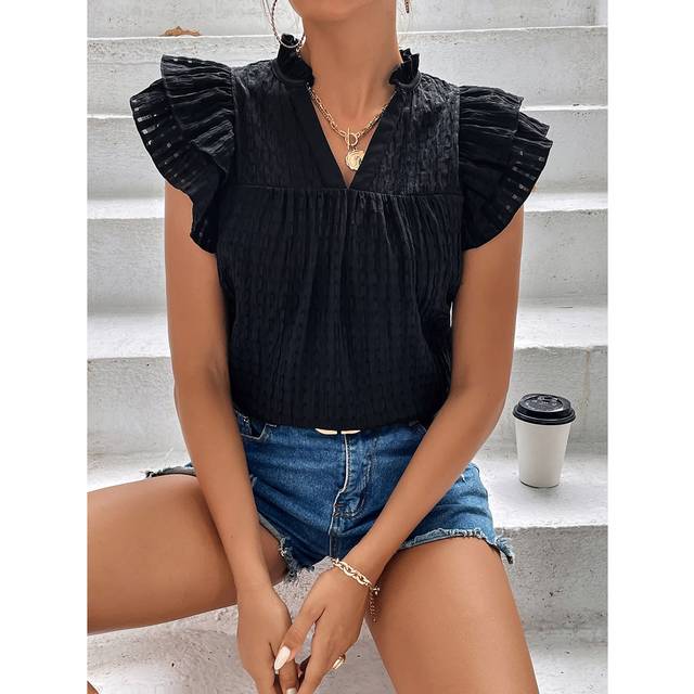 Chiquease Butterfly Sleeve Popover Blouse