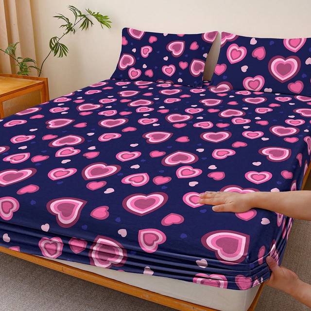 SHEIN 1pc Bed Sheet, Bedding, Fitted Sheet, Mattress Cover, Skin-Friendly Soft And Comfortable Mattress Protector, Valentine&#39;s Day Gift Fitted Sheet, Cartoo