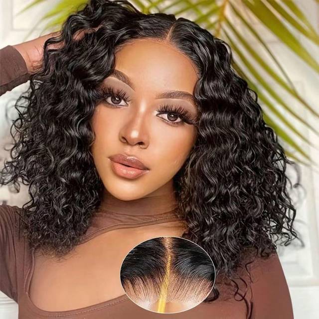 SHEIN Brazilian Remy Human Hair Wigs - Short Curly Bob Lace Front Wig For Women 8-16inch - Glueless And Removable - 4x4 Lace Front Curly Hair Wig With Lush
