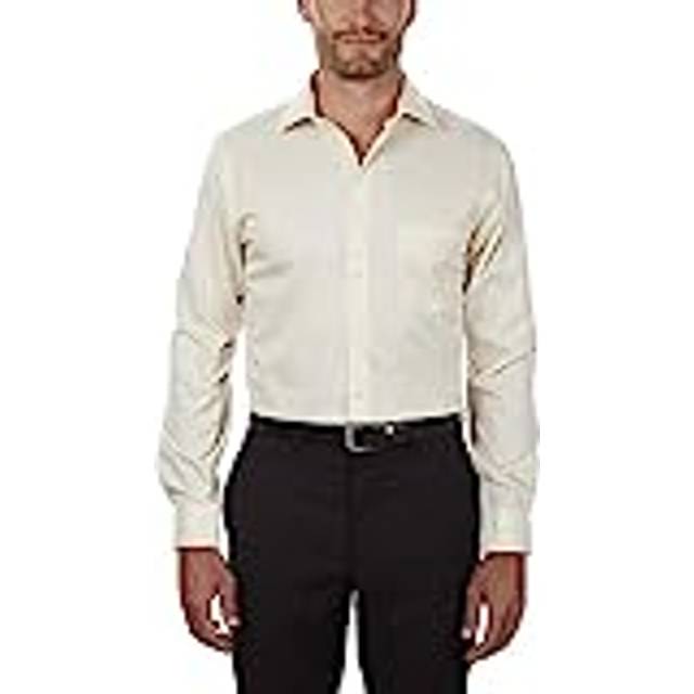 Van Heusen Dress Shirt för män, normal passform, flexkrage, stretch, solid, smokingskjorta, Duk, XL(44 cm Nacke, 81/84 cm Ärmar)