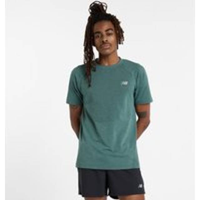 New Balance Men's Knit T-Shirt in Green Poly Knit, size Small