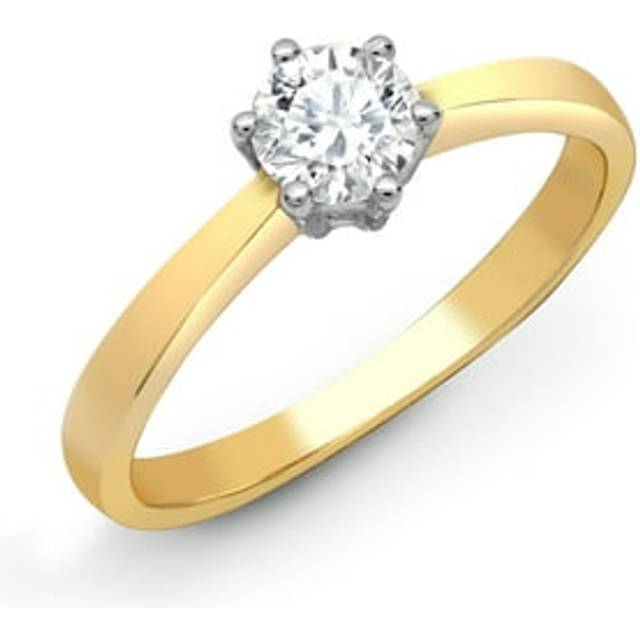 (X) Jewelco London Ladies Solid 18ct Gold 6 Claw Set Round G SI1 0.5ct Diamond Solitaire Engagement Ring 6mm - 18R306-050