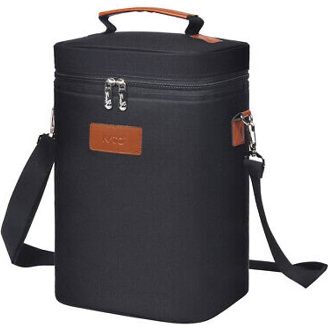 Tirrinia Wine Gift Tote  Portable and Insulated Carrier for 4 Bottles  12 Inches Long  Black Color