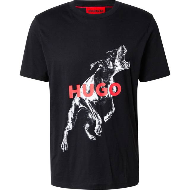 HUGO Deyladec Regular Fit Dog Logo T-Shirt - Black, Black, Size S, Men