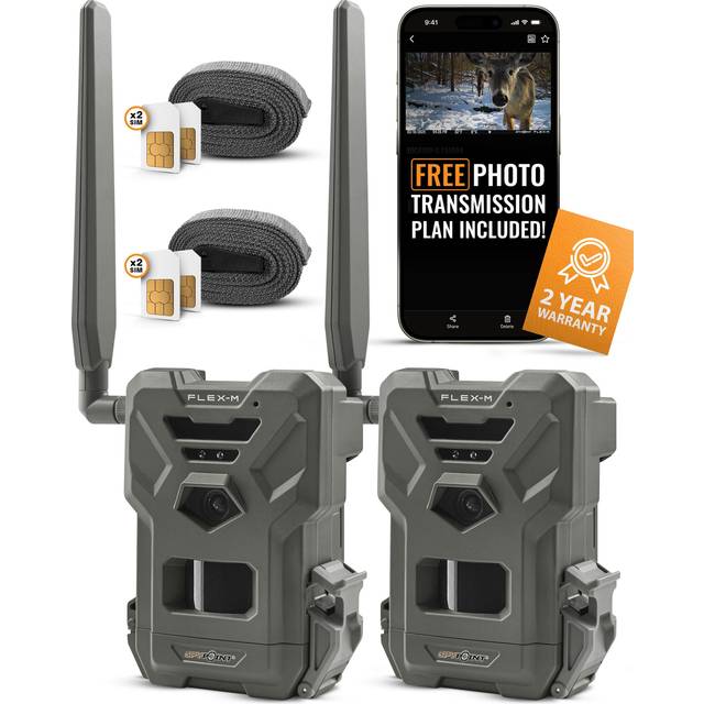 Spypoint Flex M Twin Pack 28 Megapixel Cellular Trail Cameras with Dual-Sim