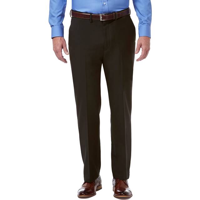 Haggar Men's Premium Comfort Classic Fit Flat Front Dress Pants-Regular and Big & Tall Sizes  Dark Chocolate  44W x 32L