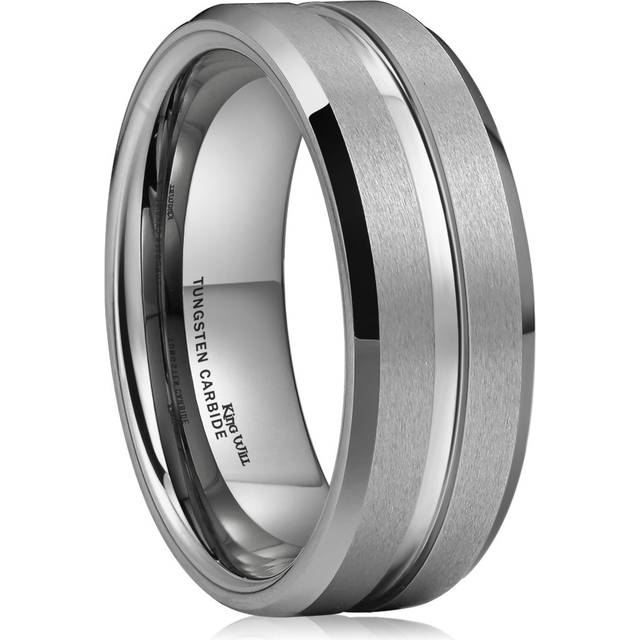 King Will CLASSIC 8mm High Polish/Matte Finish Men&#39;s Tungsten Ring Wed