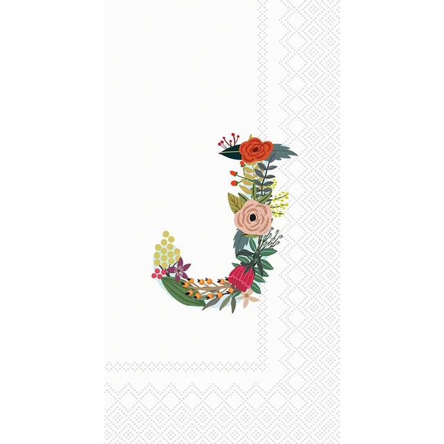 IHR 3-Ply Guest Towel Buffet Paper Napkins  8.5 x 4.5-Inches  Floral Monogram J