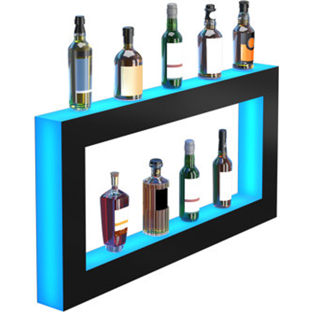 VEVOR Barregal Weinregal LED Beleuchtung Wandmontage 2-stufig 121cm Display