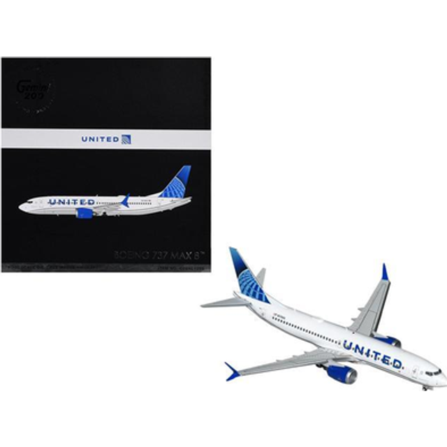 Boeing 737 MAX 8 Commercial Aircraft "United Airlines" (N17265) White with Blue Tail "Gemini 200" Series 1/200 Diecast Model Airplane by GeminiJets