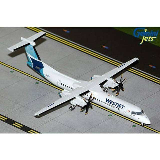Bombardier Q400 Commercial Aircraft &#34;WestJet Airlines&#34; (C-FOEN) White with Blue Tail &#34;Gemini 200&#34; Series 1/200 Diecast Model Airplane by GeminiJets