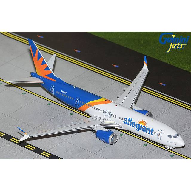 GeminiJets G2AAY1328 Boeing 737 MAX 8 Commercial Aircraft Allegiant Air White & Blue with Graphics Gemini 200 Series 1 by 200 Diecast Model Airplane