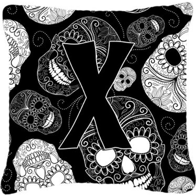 Caroline's Treasures CJ2008-XPW1414 Letter X Day of the Dead Skulls Black Decorative Pillow  Large  Multicolor