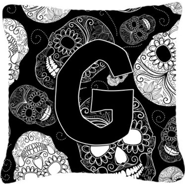 Caroline's Treasures CJ2008-GPW1414 Letter G Day of the Dead Skulls Black Decorative Pillow  Large  Multicolor