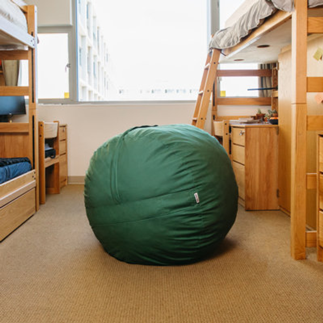 Big Joe Fuf Medium Foam Filled Bean Bag Chair with Removable Cover  Collegiate Green Lenox  Durable Woven Polyester  3 feet Big