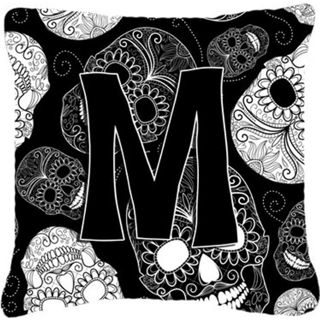 Caroline's Treasures CJ2008-MPW1414 Letter M Day of the Dead Skulls Black Decorative Pillow  Large  Multicolor