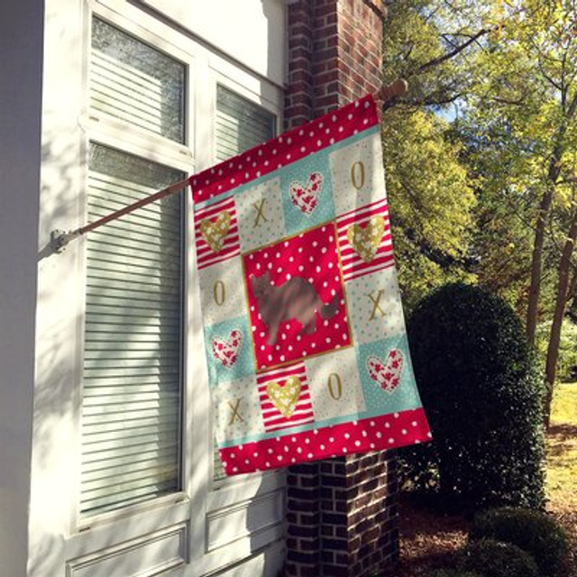 Caroline's Treasures CK5731CHF York Chocolate #1 Cat Love House Flag, Red Large Porch Sleeve Pole Decorative Outside Yard Banner Artwork Wall Hanging,