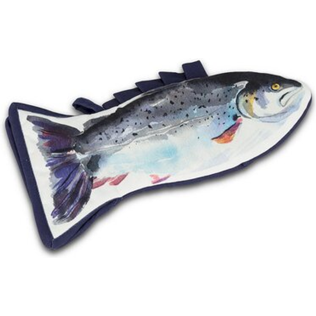 Abbott Collections AB-56-SM-FISH 15 in. Fish Shaped Oven Mitt, White & Navy