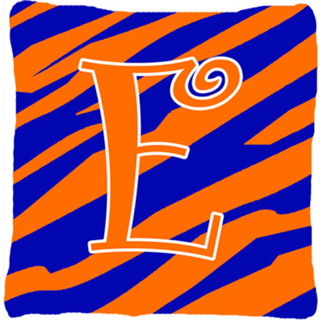 Caroline's Treasures CJ1036-EPW1414 Monogram E Tiger Stripe Blue and Orange Pillow  Large  Multicolor