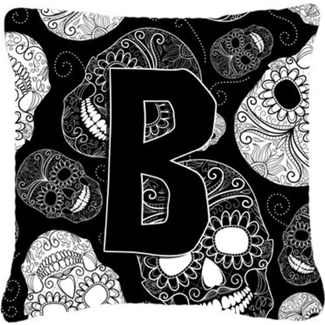 Caroline's Treasures CJ2008-BPW1414 Letter B Day of the Dead Skulls Black Decorative Pillow  Large  Multicolor