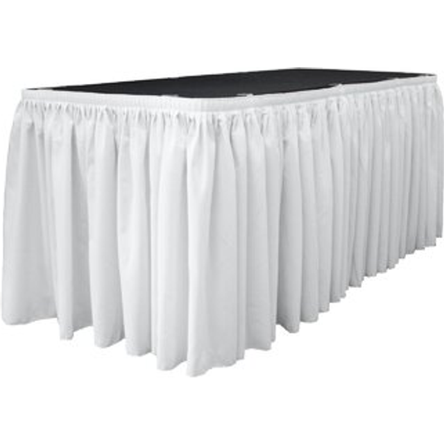 LA Linen Polyester Poplin Table Skirt 17-Foot by 29-Inch Long with 10 L-Clips  White