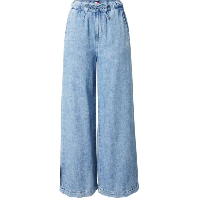 Tommy Jeans Wide Leg Drawstring Trousers - Blue, Blue, Size L, Women