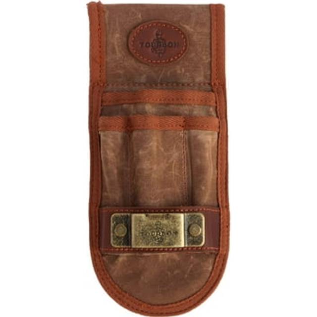TOURBON Wax Canvas and Leather Tool Belt Holster with Tape Measure Holder for Electrician Workshop Brown