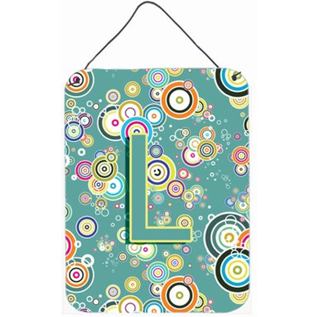 """""Caroline's Treasures CJ2015-LDS1216 Letter L Circle Teal Initial Alphabet Wall or Door Hanging Prints  16 x 12""""""""  Multicolor"""""