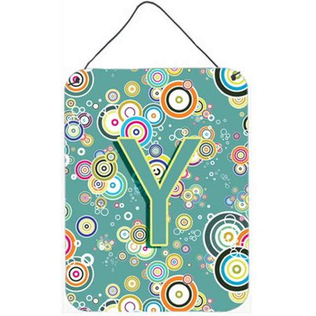 """""Caroline's Treasures CJ2015-YDS1216 Letter Y Circle Teal Initial Alphabet Wall or Door Hanging Prints  16 x 12""""""""  Multicolor"""""