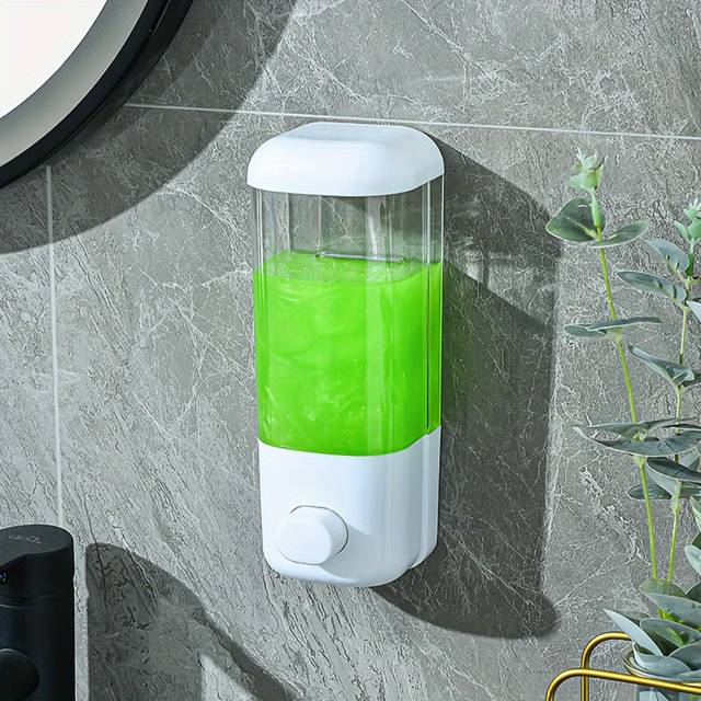 TEMU Wall Mounted Soap Dispenser, Plastic, No-drill Hotel Quality Soap Pump, Press-type Shampoo And Conditioner Dispenser, With Adhesive Fixation For Shower And Bathroom Accessories