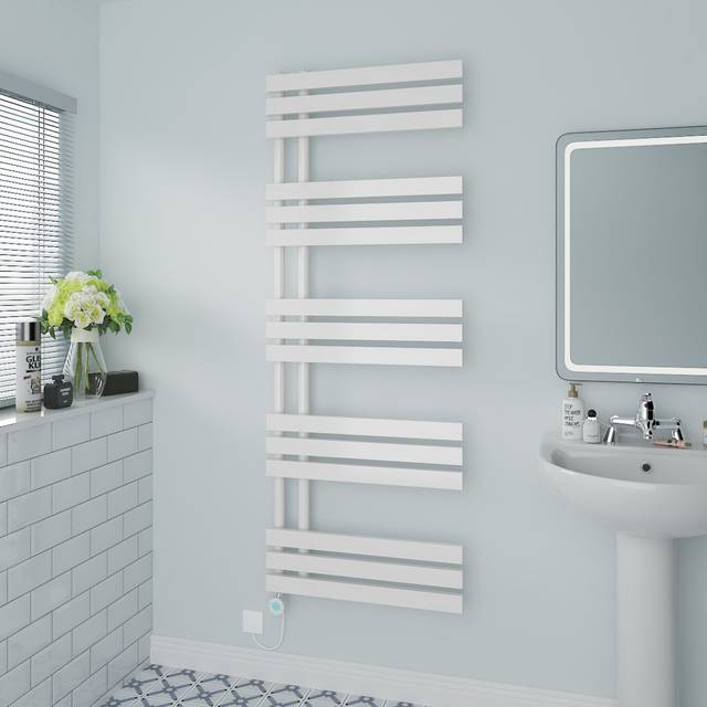 Cardia Heated Towel Rails - White (160cm H x 60cm W x 7.35cm D)