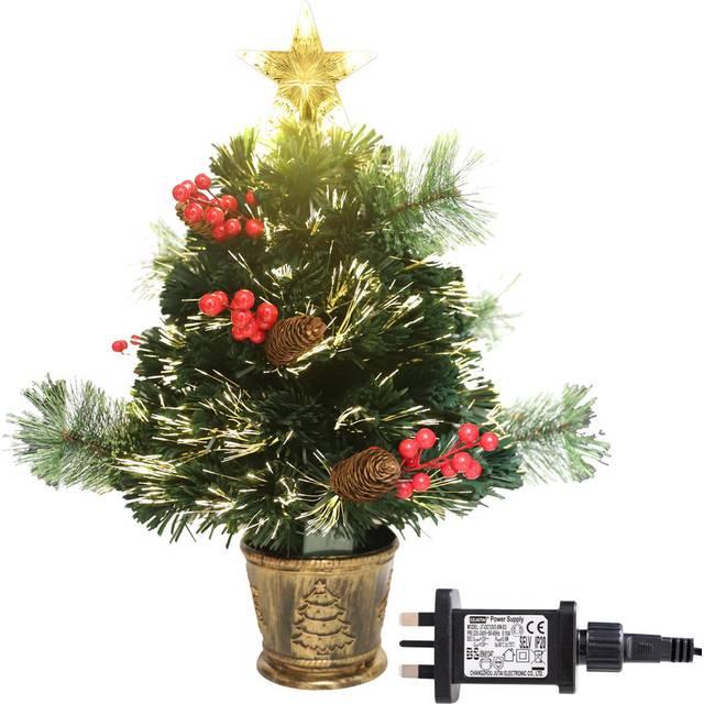 2Ft/60cm Fibre Optic Christmas Star Topper-Green Pre-Lit Artificial Christmas Tree (24cm H X 16cm W X 16cm D)
