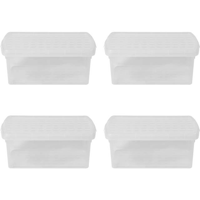 Wham Clip 10.5L Clear Rectangular Storage Box with Lid 4 Pack