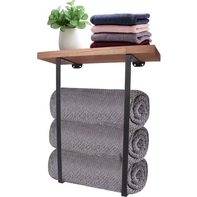 Amaliah Wall Towel Rack - Satin Black (34.7cm H X 41.8cm L X 11.9cm D)