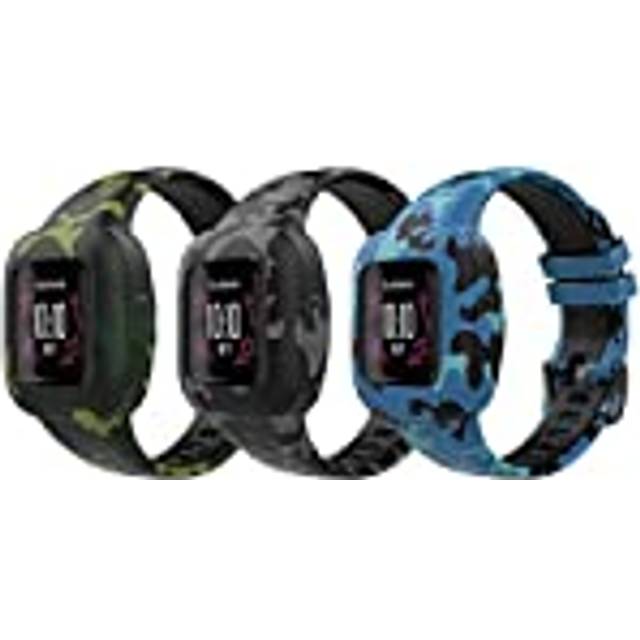 3-Pack Strap Compatible with Garmin Vivofit jr. 3 Fitness Tracker for Kids, Soft Silicone Adjustable Replacement Band Wristband Bracelet, Camouflage