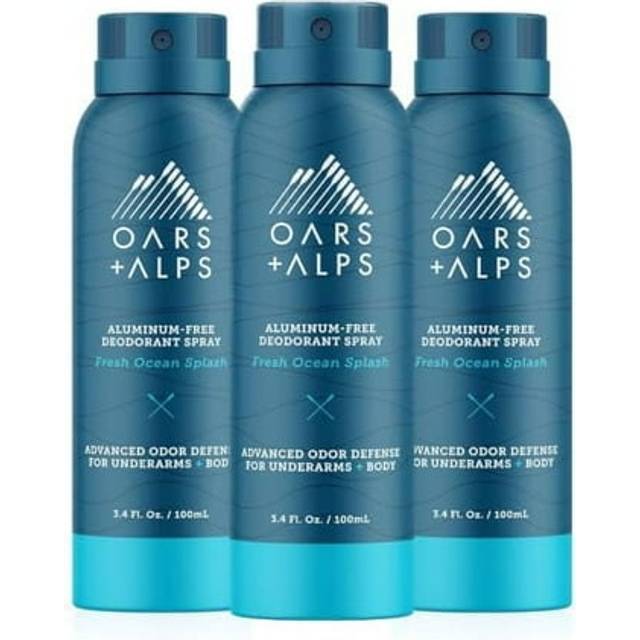 Oars + Alps Spray Deodorant for Men and Women  Aluminum Free Deodorant and Full Body Spray  Travel Size  Fresh Ocean Splash  3ct