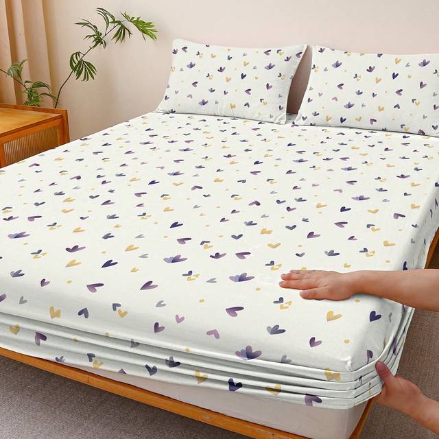 SHEIN 1pc Bed Sheet, Bedding, Fitted Sheet, Mattress Cover, Skin-Friendly Soft And Comfortable Mattress Protector, Valentine&#39;s Day Gift Fitted Sheet, Cartoo