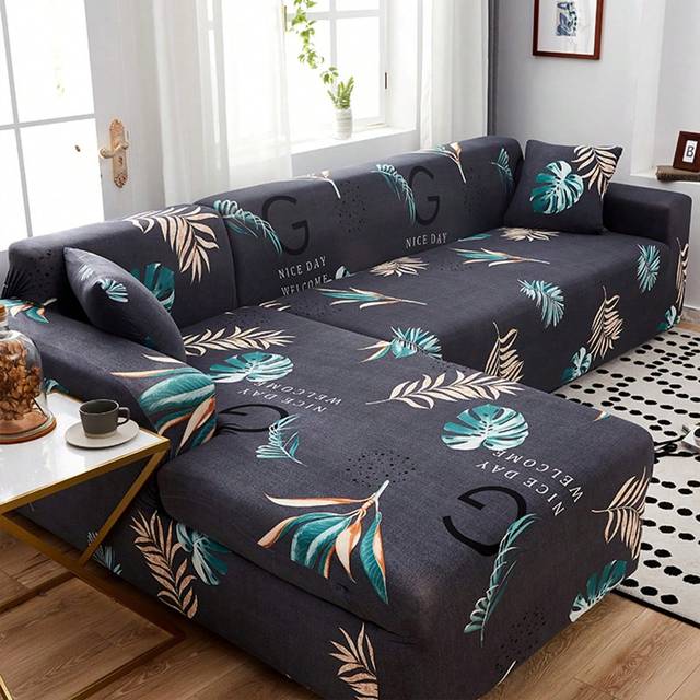 SHEIN 1pc Leaf Plant Pattern Stretch Sofa Cover, Modern Printed Design, Dust And Dirt Resistant, Suitable For Home, Classroom, Hotel, 3 Seater, 2 Seater, So