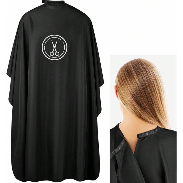 SHEIN 1pc Barber Cape - Professional Large Hair Cutting Cape With Snap Closure, Unisex Adults Black Haircut Cape; Salon Cape For Men, Water Resistant Hairdr