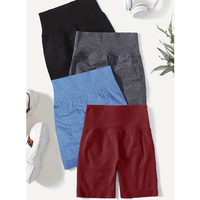 SHEIN Women&#39;s Solid Color High Waisted Casual Sports Shorts