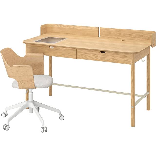 RIDSPÖ / FJÄLLBERGET skrivbord och stol, ek beige