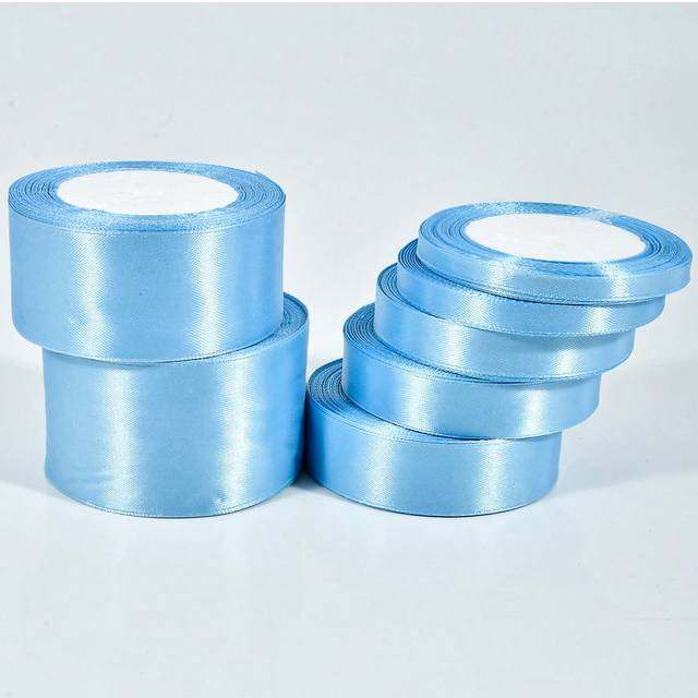 SHEIN 1roll 22meters,Blue Ribbon Handmade Rose Ribbon, 22 Meter Long Polyester Ribbon Packaging Ribbon, Home Decoration, Scene Decoration, Theme Party Decor